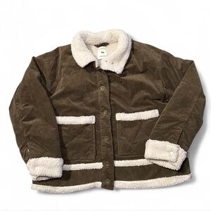 Women's Brown Olive Sherpa-Lined Jacket XXL